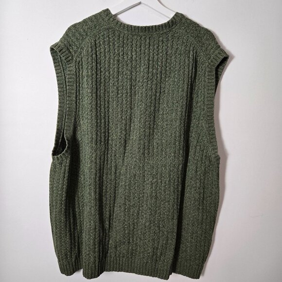 Eddie Bauer Men's Size XXXL Green Ribbed Chunky Knit Button-Up Sweater Vest - Picture 5 of 11